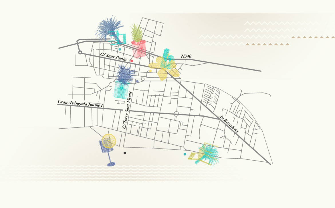 Mapa con sedes para el festival de diseño de Benicassim.